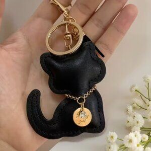 Kitty Cat with Charm, Rhinestone & Black Tassel, Bag Accessory/Keyring